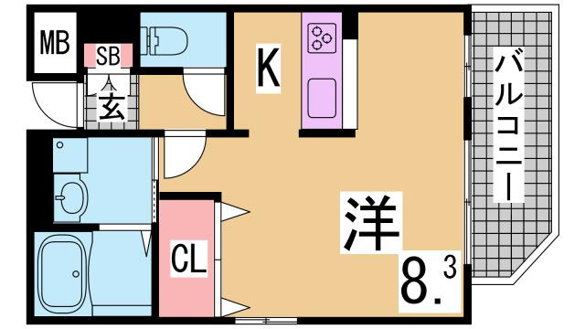 神戸市長田区水笠通４丁目の賃貸マンションの間取り