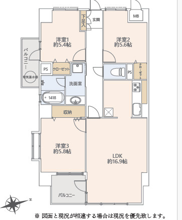 ライオンズマンション茅ヶ崎中央公園の間取り