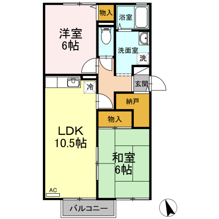 セジュール妙見 B棟の間取り
