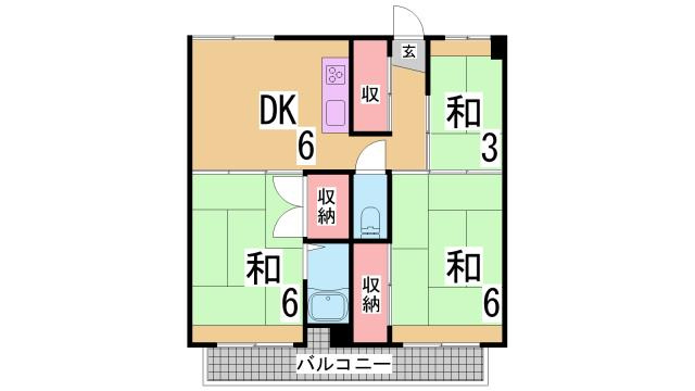 神戸市北区鈴蘭台東町６丁目の賃貸マンションの間取り