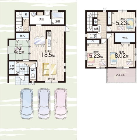 桜井市芝　新築一戸建ての間取り|２号地