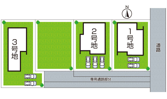 桜井市芝　新築一戸建ての区画図|全４区画