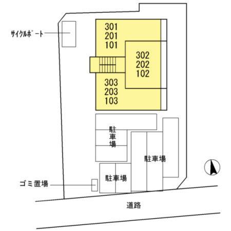 菊池郡菊陽町大字津久礼のアパートの区画図