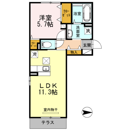 菊池郡菊陽町大字津久礼のアパートの間取り