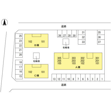 ヴィレッジ札場 A棟の区画図