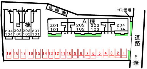優美　Ｂの区画図|駐車場