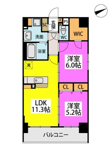 イーストガーデン久留米本町【キャシュバック対象物件】の間取り