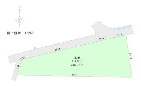 西条市船屋土地【463】308.24坪の区画図