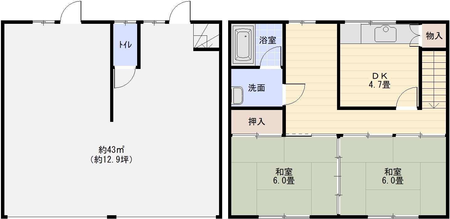 清州1丁目店舗付き住宅の間取り