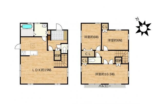 【間取り】 | 城南区南片江４丁目　戸建て | リビングも居室もゆったりとした造りの3LDKです。トイレが2ヶ所にあるので混み合いやすい時間帯でも安心ですね