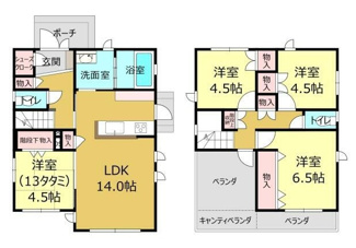 【間取り】 | 岐阜市江崎南ヘーベルハウスさん施工の中古住宅築7年！ウッドデッキのついた広々お庭付き！お車並列3台！ | 岐阜市江崎南ヘーベルハウスさん施工の中古住宅築7年！ウッドデッキのついた広々お庭付き！お車並列3台可能！