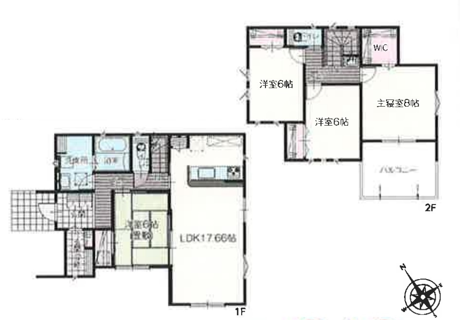 坂東市沓掛23-P1　1号棟　新築戸建の間取り