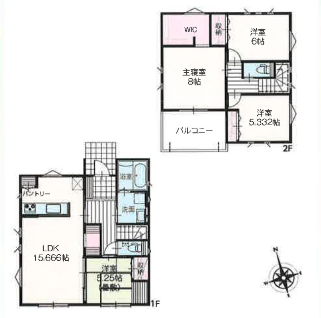 坂東市沓掛23-P1　19号棟　新築戸建の間取り
