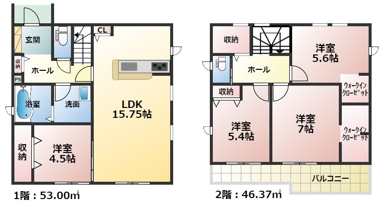 高浜市青木町9丁目　全9棟　2号棟の間取り|2号棟間取り
