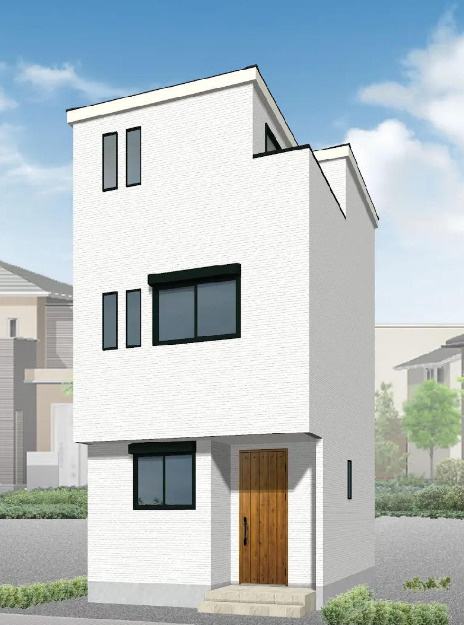 墨田区墨田２丁目新築戸建の外観パース|完成予想パース