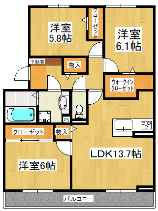 グランテージ海神Hの間取り