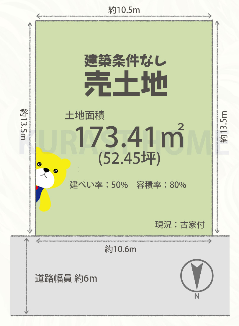 京都市西京区下津林佃　建築条件なし土地の土地図