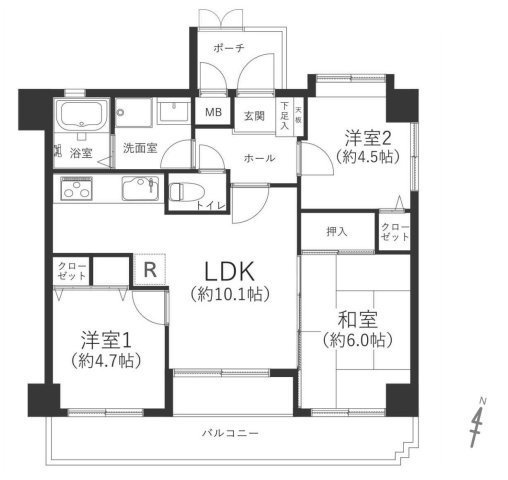 エクセルコート神若の間取り