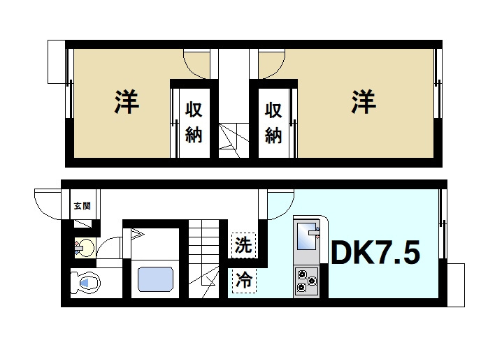 レオパレスＹＡＭＡＤＡｔｗｏの間取り|機能的な間取りです