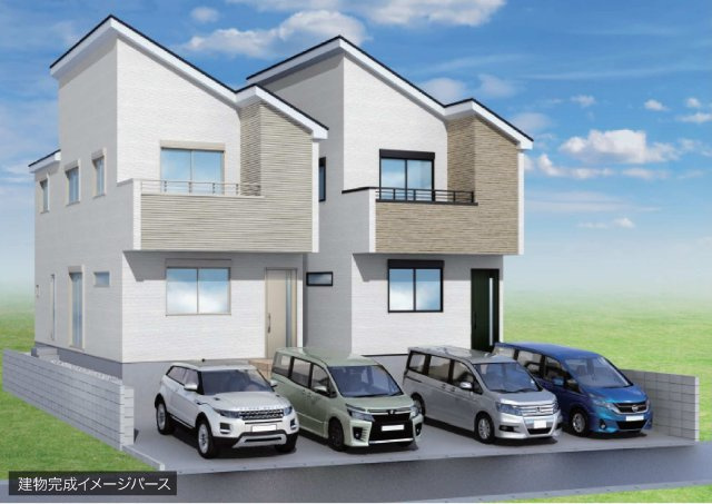 【横浜市保土ケ谷区新桜ケ丘1丁目13-27全2棟新築戸建て】★仲介手数料無料★（藤塚小学校・橘中学校）の外観パース