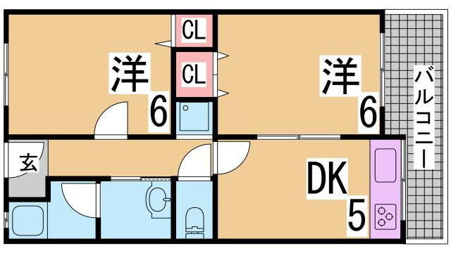 神戸市兵庫区中道通９丁目の賃貸マンションの間取り