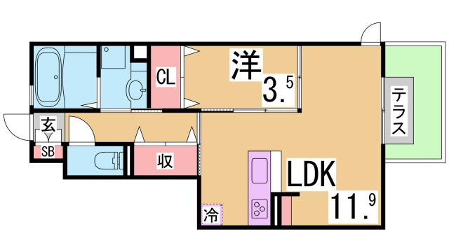 神戸市須磨区月見山町３丁目のアパートの間取り
