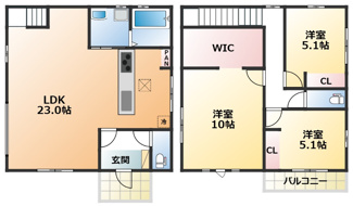 【間取り】 | クライン宇都宮市宮原第1期　2号棟 | 安全に配慮しながら、丁寧に建築中でございます。建築中の現地のご見学も可能です。