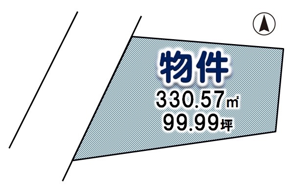 筑西市二木成の土地図|約100坪のゆとりある広さが嬉しい！