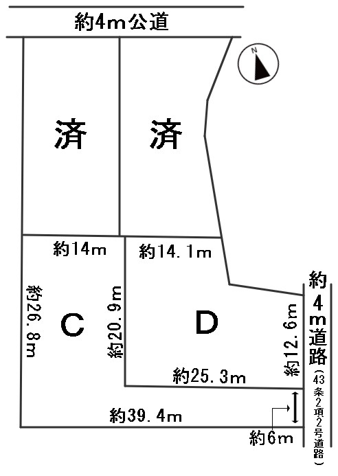 ６４２４５　山県市東深瀬分譲地の区画図
