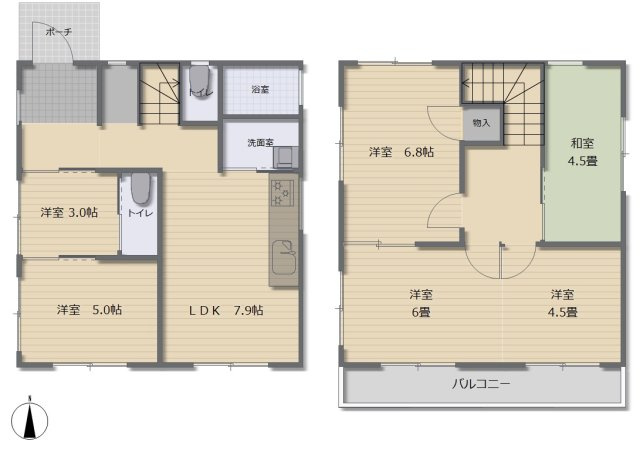 中須賀町　中古戸建（未入居物件）の間取り