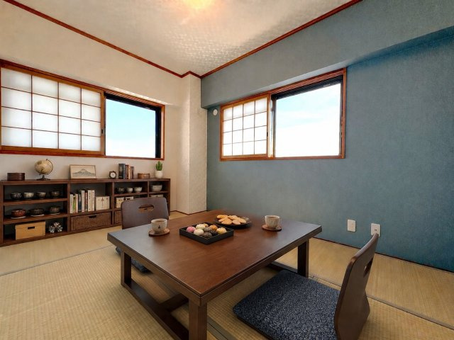 ◆室内リフォーム済み◆４階角住戸で陽当たり・通風・眺望良好◆阪急「松尾大社」駅徒歩９分◆グレース嵐山の和室|和室(家具家電照明の設置イメージ画像)
