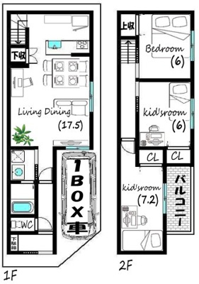 【土地図＋建物プラン例】 | 伏見区深草十九軒町　土地