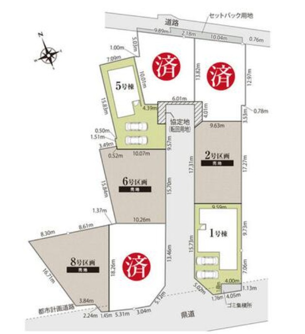 新築戸建　富士市中里22-1期全8区画　平屋　1号棟の区画図|1号棟