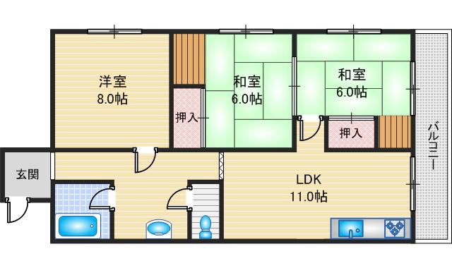 【間取り】 | 茨木春日丘ハイツ