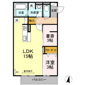【間取り】 | プレジール手城 | 1LDK
