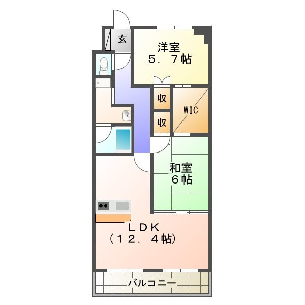 熊本市中央区新屋敷２丁目の賃貸マンションの間取り