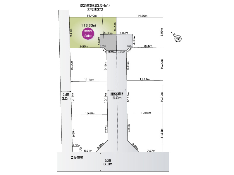 北本市本宿４丁目8区画　1号地　区画図