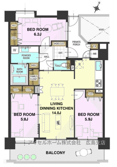 【間取り】 | クレアガーデン高須A棟