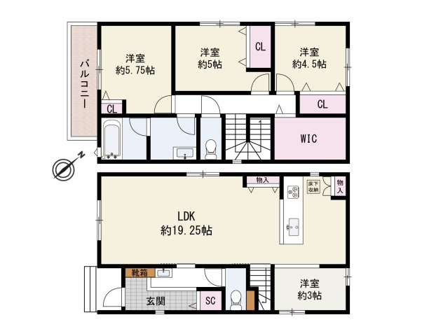 泉大津市曽根町2丁目　中古戸建の間取り