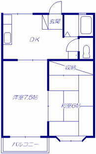 コーポラス第一の間取り|広めの２DKです
