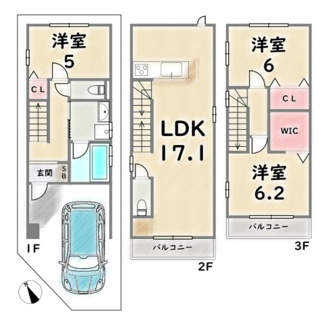 【参考プラン】 | 右京区西京極徳大寺団子田町　建築条件付 | 《参考プラン》建物価格：1924万円　延床面積：90.39平米（1F:29.19平米　2F:32.40平米　3F:28.80平米）