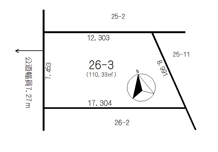 鶴ケ岱2丁目　古屋付土地の土地図