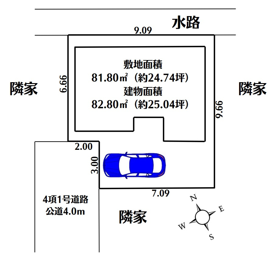 越谷市大字弥十郎の中古一戸建の区画図