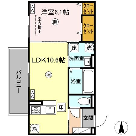 熊本市南区薄場１丁目のアパートの間取り
