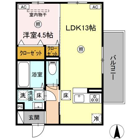 熊本市南区薄場１丁目のアパートの間取り