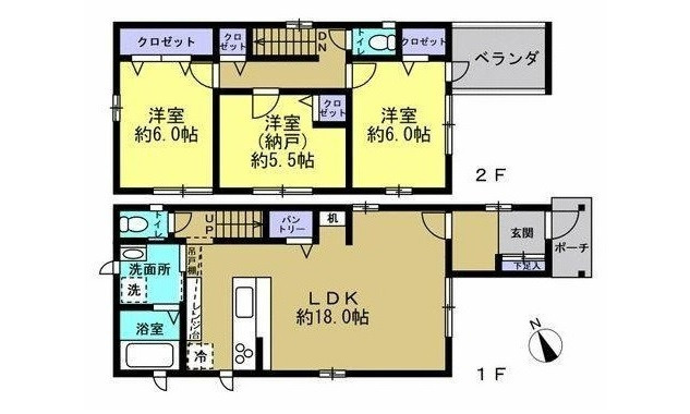 安芸郡府中町清水ケ丘　新築一戸建ての間取り