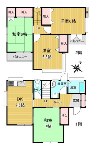 【間取り】 | 向原5丁目貸家 | 使いやすい広い間取です。