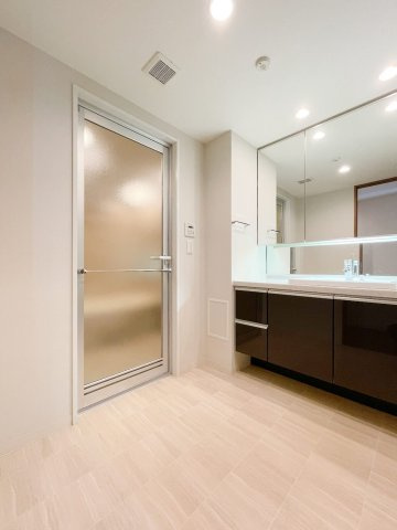 岡本ハウベスの居間・リビング|独立洗面台です