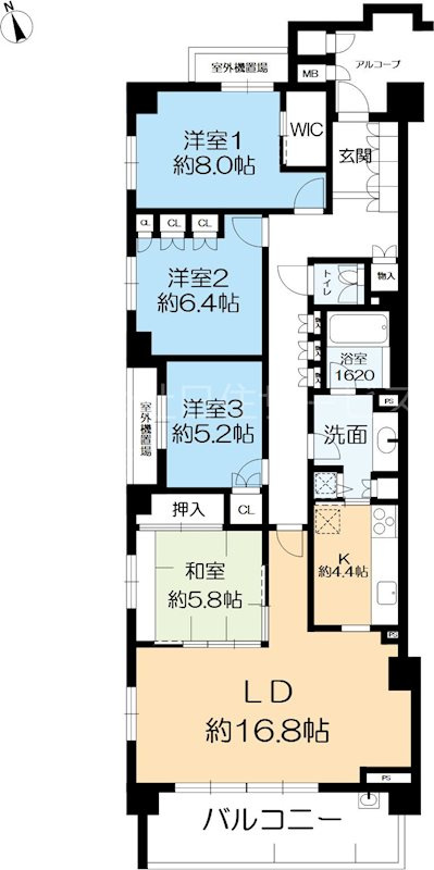 岡本ハウベスの間取り|112.76㎡4LDKの広々とした間取り