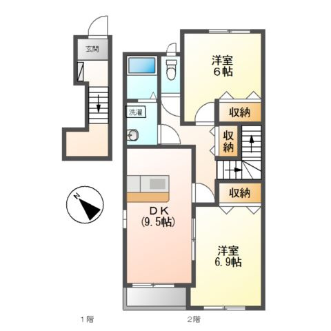 【間取り】 | セレーナ | 2LDKのお部屋です